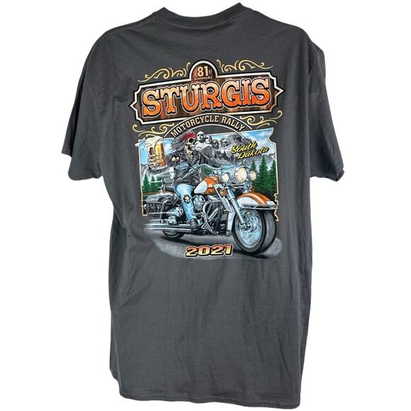 Sturgis Motorcycle Rally Tee Shirt 2021 South Dakota Gray Size XL - Picture 4 of 5